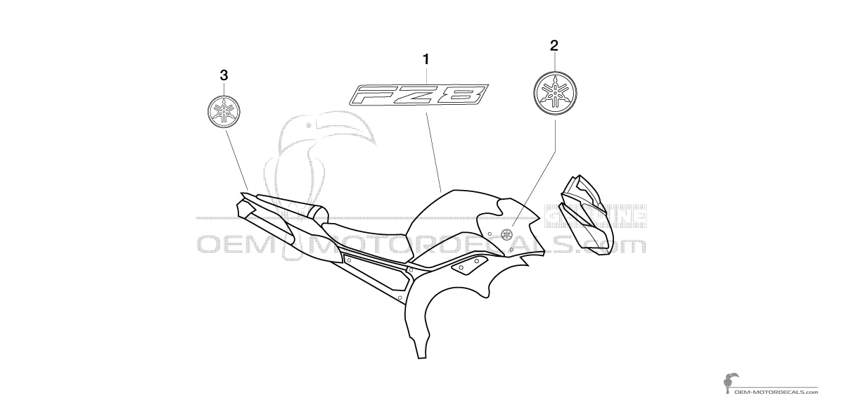 Naklejki do Yamaha FZ8N 2011 - Biały • Yamaha Naklejki OEM