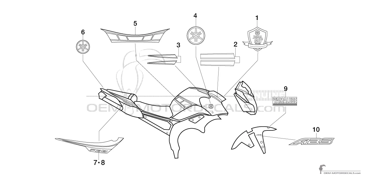 Decals for Yamaha FZ8N 2012 - White • Yamaha OEM Decals