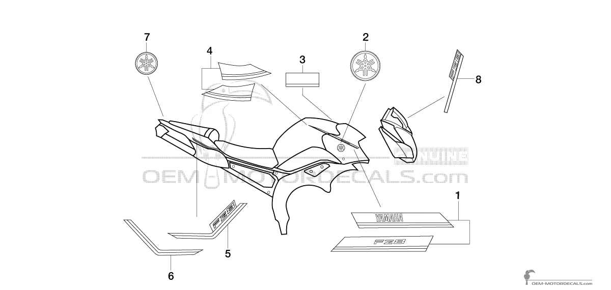 Naklejki do Yamaha FZ8N 2015 - Srebrny • Yamaha Naklejki OEM