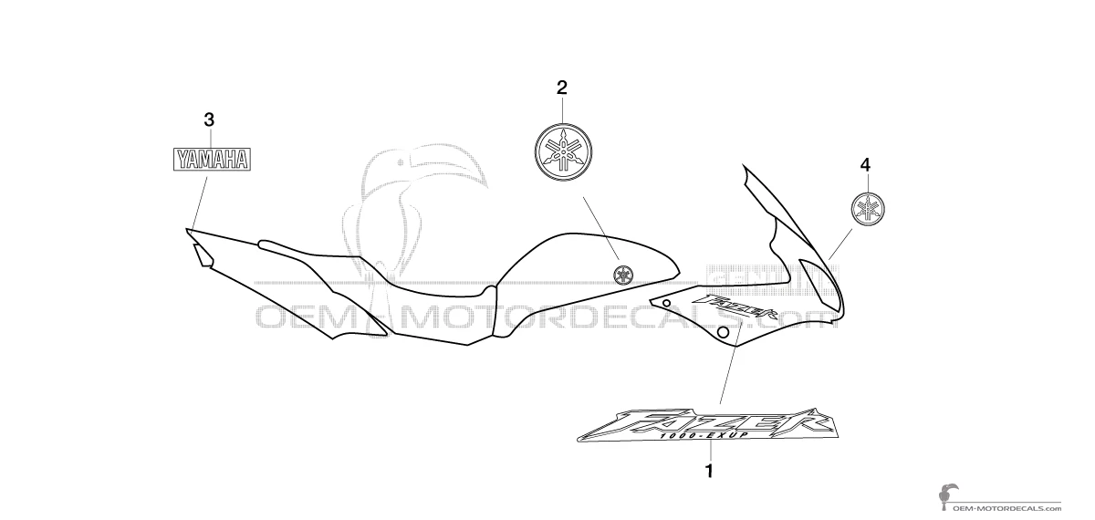Stickers voor Yamaha  FZS1000 FAZER 2005 - Grijs • Yamaha OEM Stickers