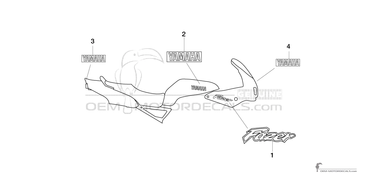 Adesivi per Yamaha FZS600 FAZER 2001 - Nero • Yamaha Adesivi OEM