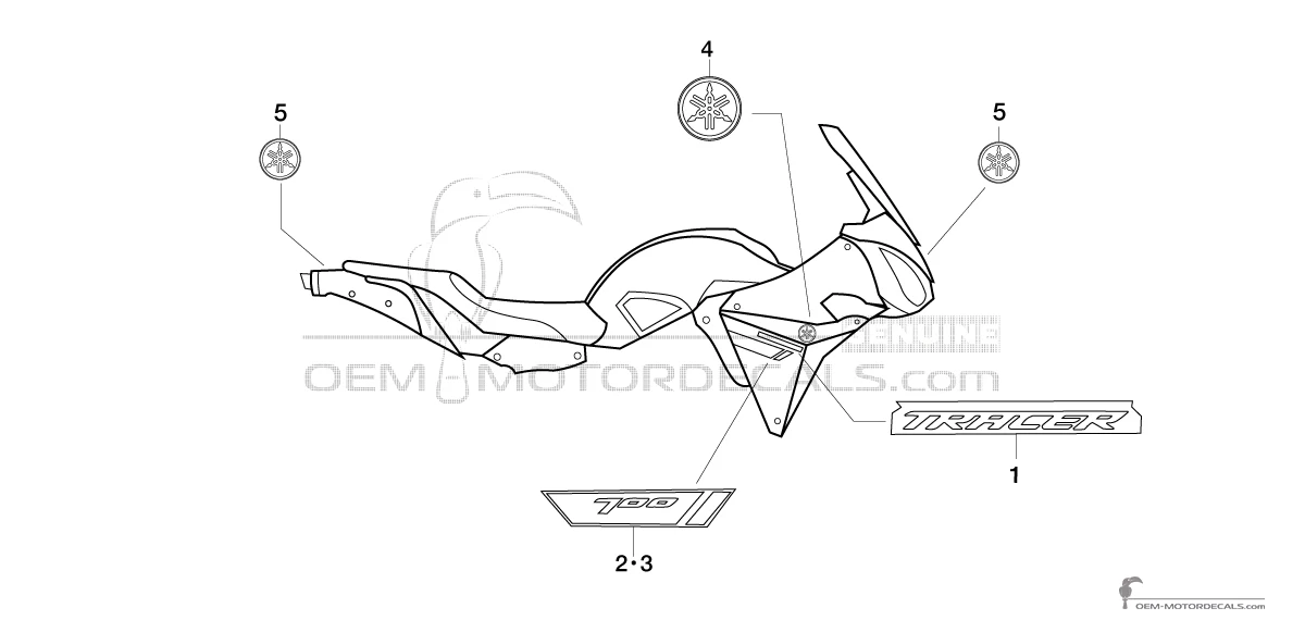 Pegatinas para Yamaha TRACER 700 2019 - Gris • Yamaha Pegatinas OEM