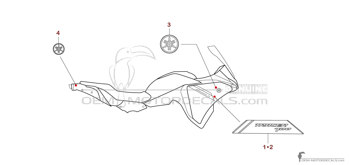 Aufkleber für Yamaha TRACER 700 2020 - Grau • Yamaha OEM-Aufkleber