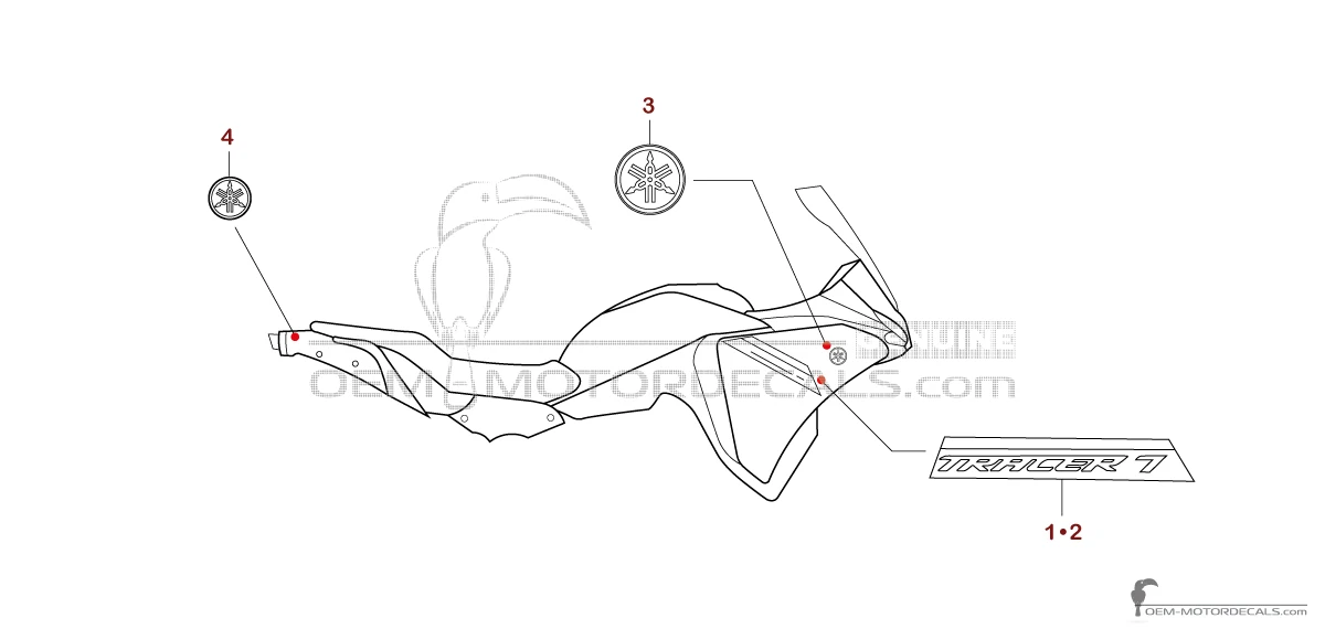 Stickers voor Yamaha TRACER 700 2020 - Grijs • Yamaha OEM Stickers