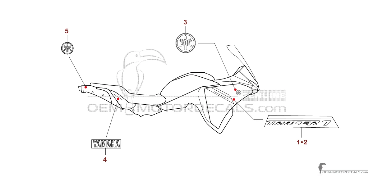 Decals for Yamaha TRACER 700 2021 - Gray • Yamaha OEM Decals