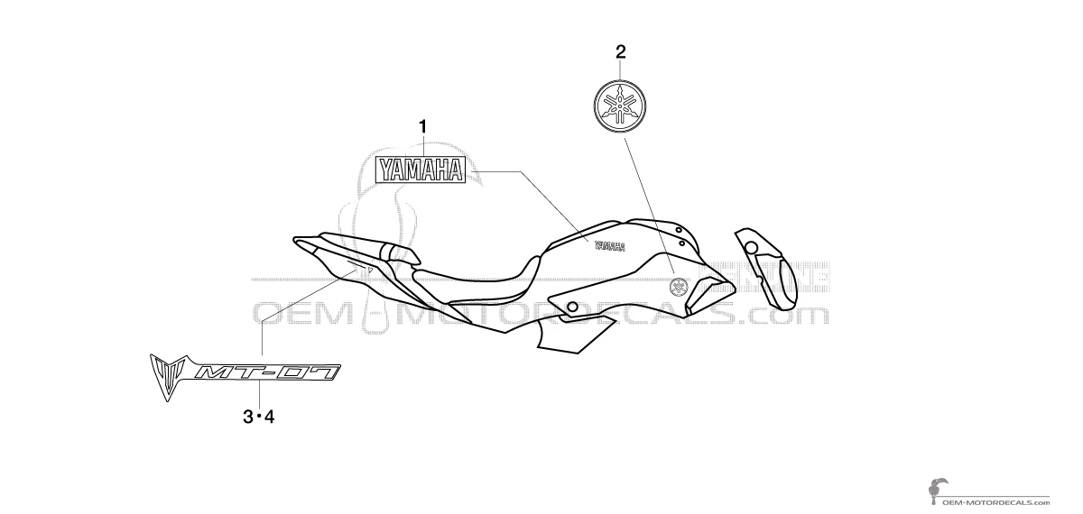 Decals for Yamaha MT07 2016 - Red • Yamaha OEM Decals