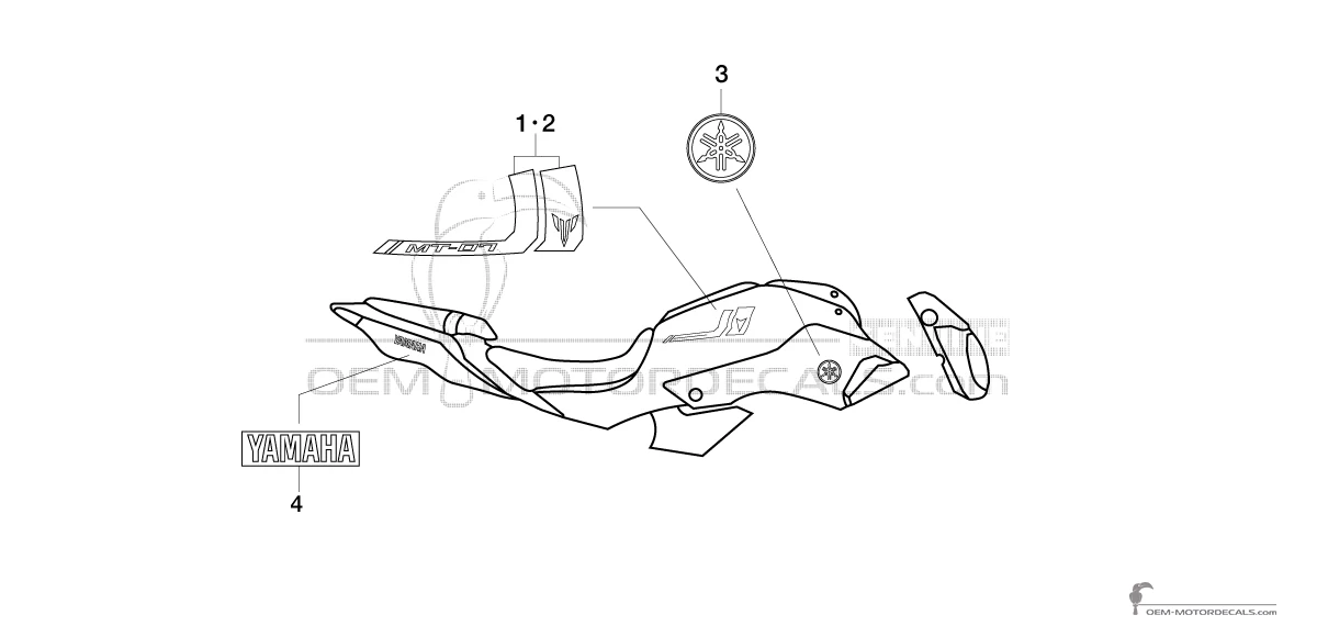 Decals for Yamaha MT07 2017 - Gray • Yamaha OEM Decals