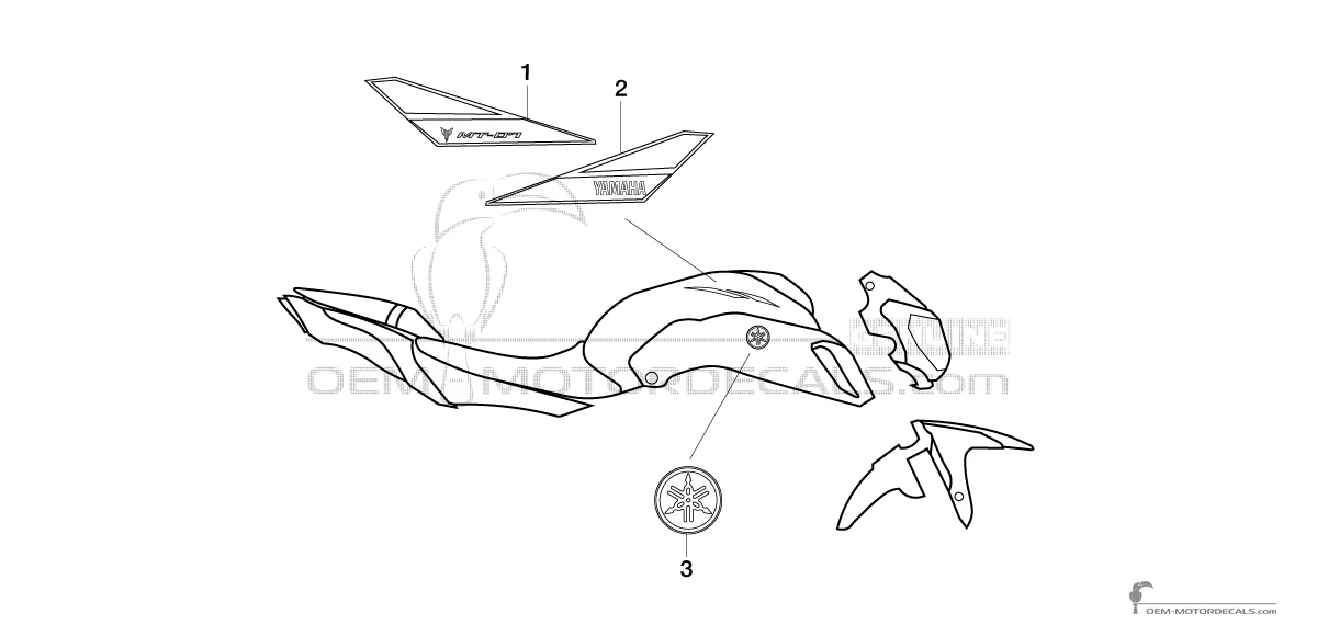 Decals for Yamaha MT07 2019 - Gray • Yamaha OEM Decals