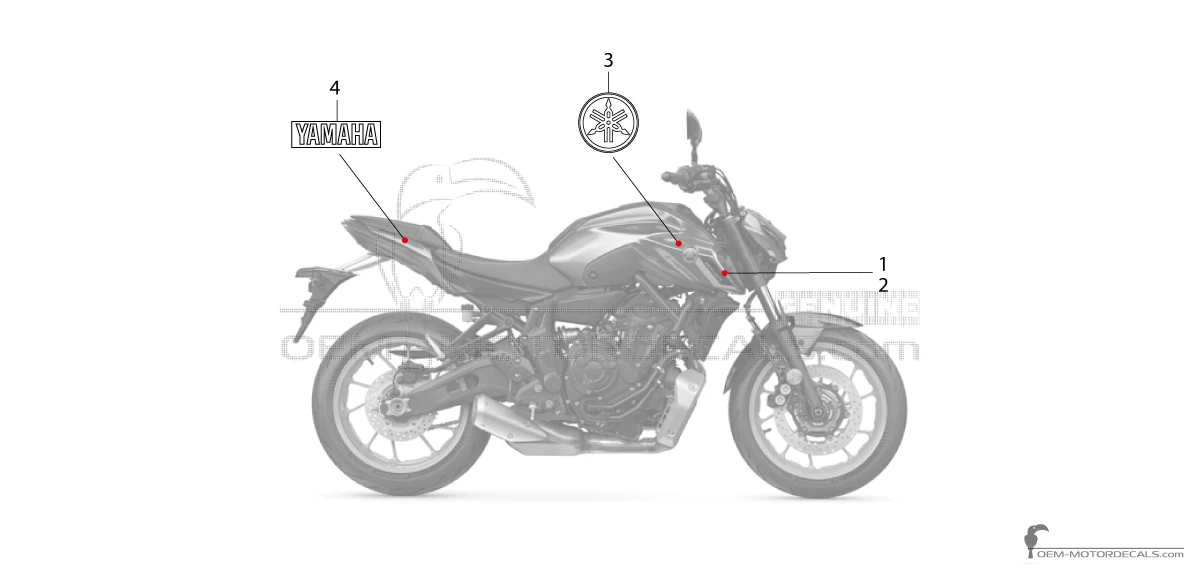 Decals for Yamaha MT07 2022 - Gray • Yamaha OEM Decals