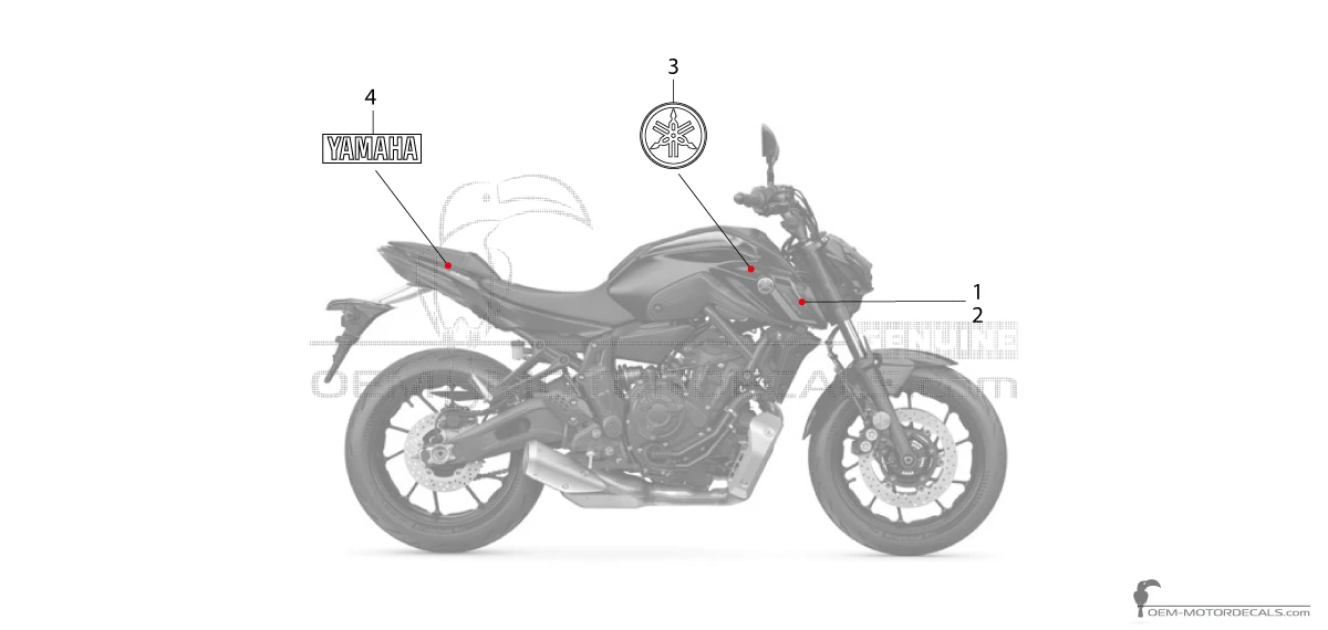 Adesivi per Yamaha MT07 2024 - Grigio scuro • Yamaha Adesivi OEM