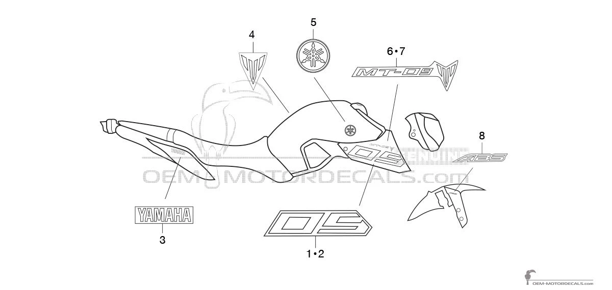 Autocollants pour Yamaha MT09 2016 - Argent • Yamaha Autocollants OEM
