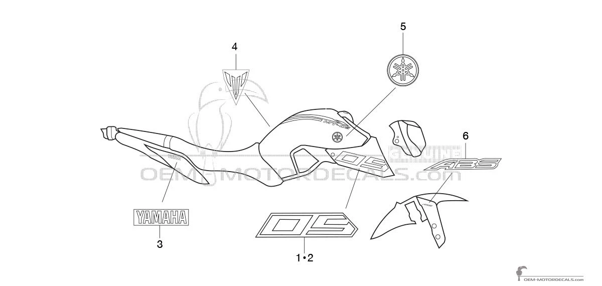 Pegatinas para Yamaha MT09 2016 - Gris • Yamaha Pegatinas OEM