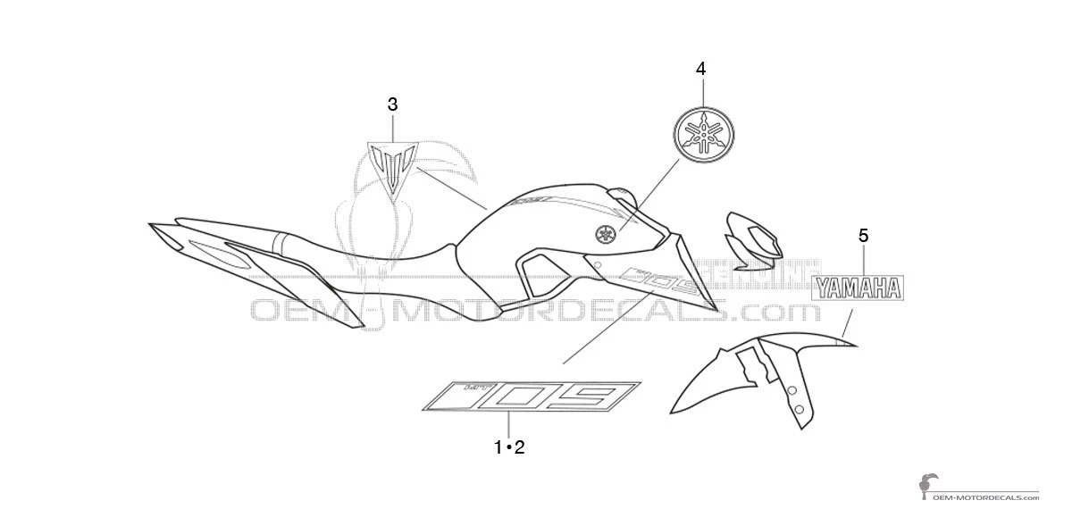 Decals for Yamaha MT09 2019 - Gray • Yamaha OEM Decals