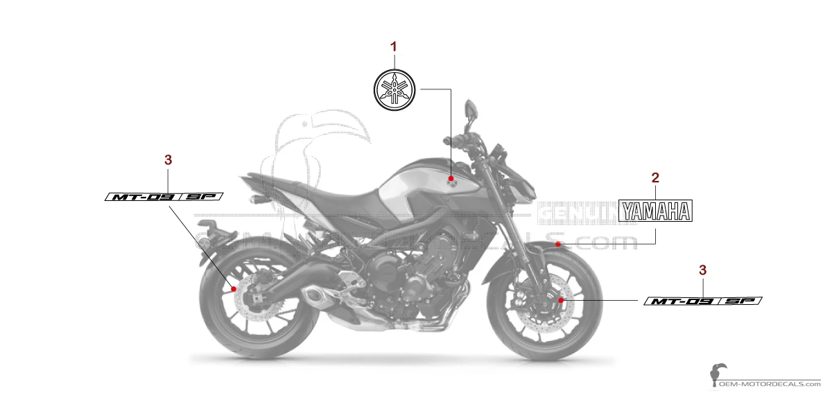 Adesivi per Yamaha MT-09 SP 2018 - Nero • Yamaha Adesivi OEM