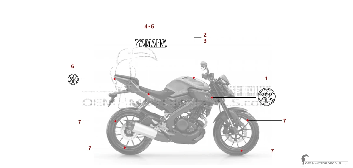 Naklejki do Yamaha MT-125 2016 - Szary • Yamaha Naklejki OEM