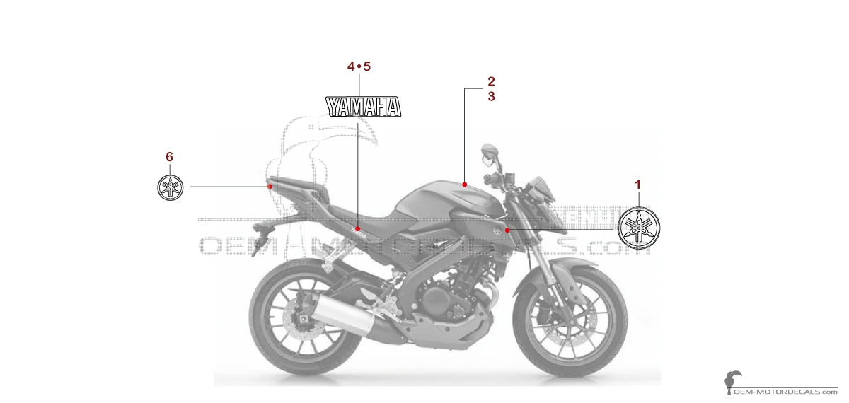 Decals for Yamaha MT-125 2016 - Gray • Yamaha OEM Decals