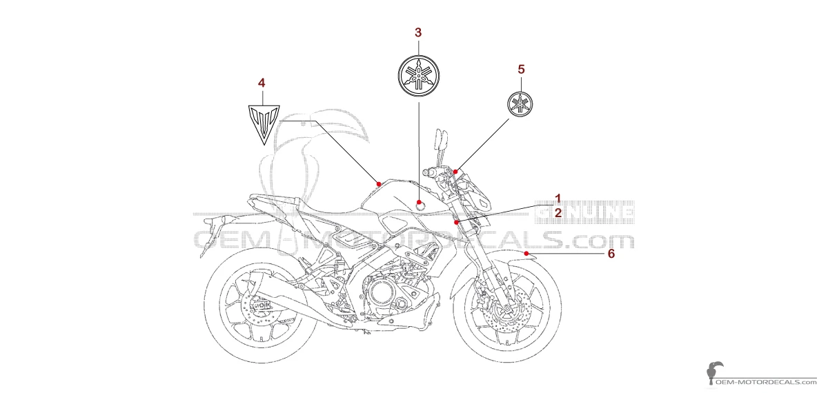 Decals for Yamaha MT125 2021 - Dark gray • Yamaha OEM Decals