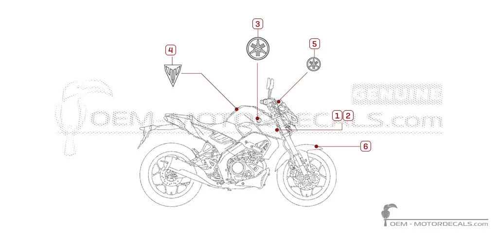 Naklejki do Yamaha MT-125 2026 • Yamaha Naklejki OEM