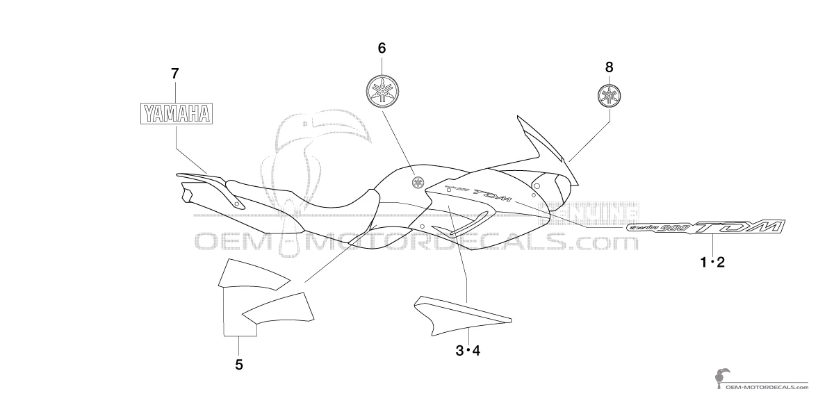 Stickers voor Yamaha TDM900 2005 - Grijs • Yamaha OEM Stickers