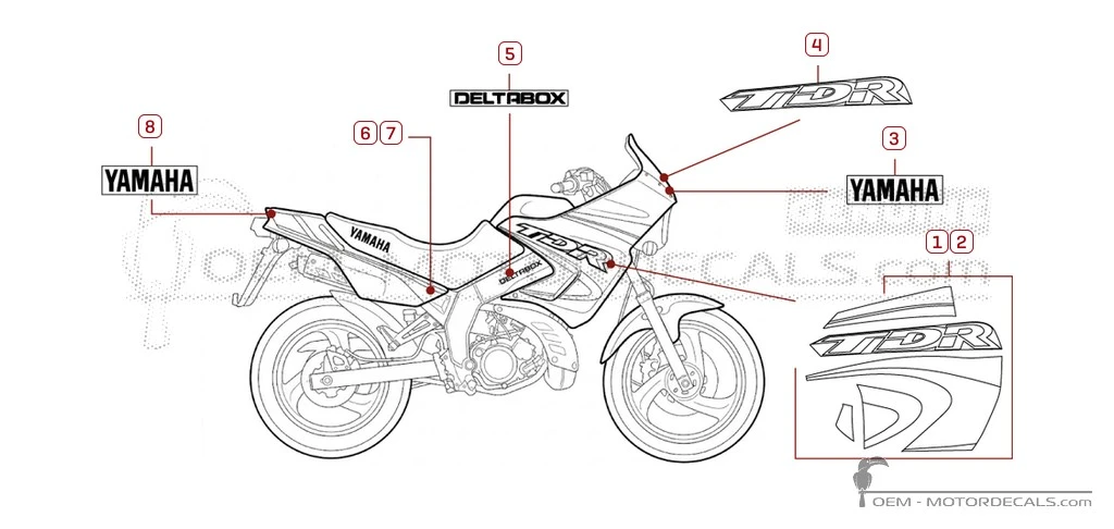 Pegatinas para Yamaha TDR125 1996 • Yamaha Pegatinas OEM