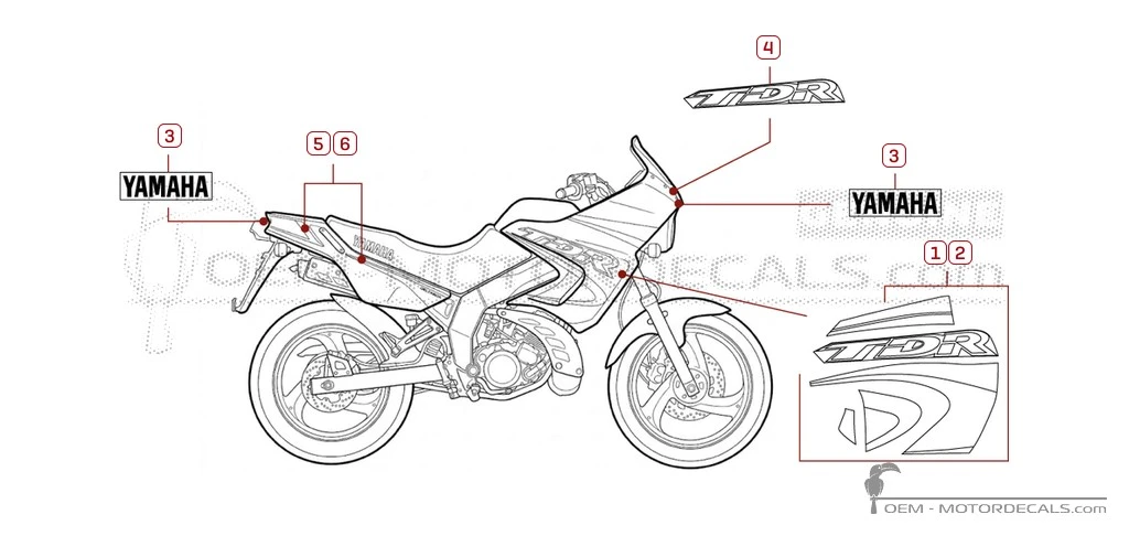 Pegatinas para Yamaha TDR125 1997 • Yamaha Pegatinas OEM