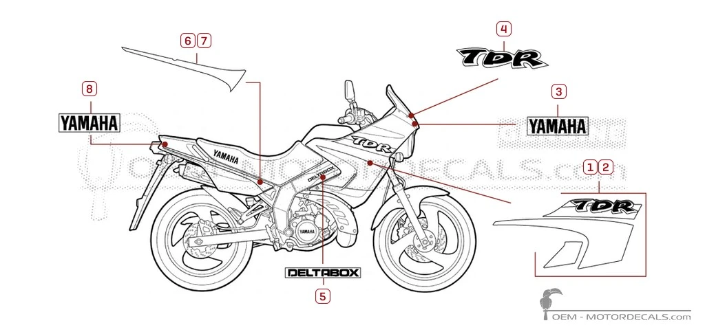 Decals for Yamaha TDR125 2000 • Yamaha OEM Decals