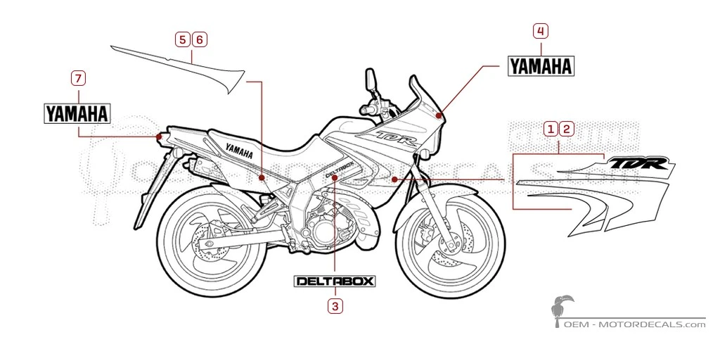 Decals for Yamaha TDR125 2001 • Yamaha OEM Decals