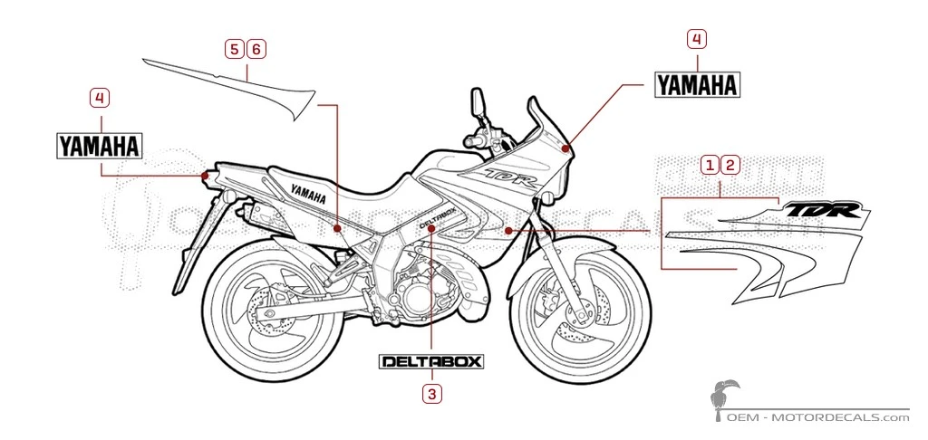 Pegatinas para Yamaha TDR125 2002 • Yamaha Pegatinas OEM