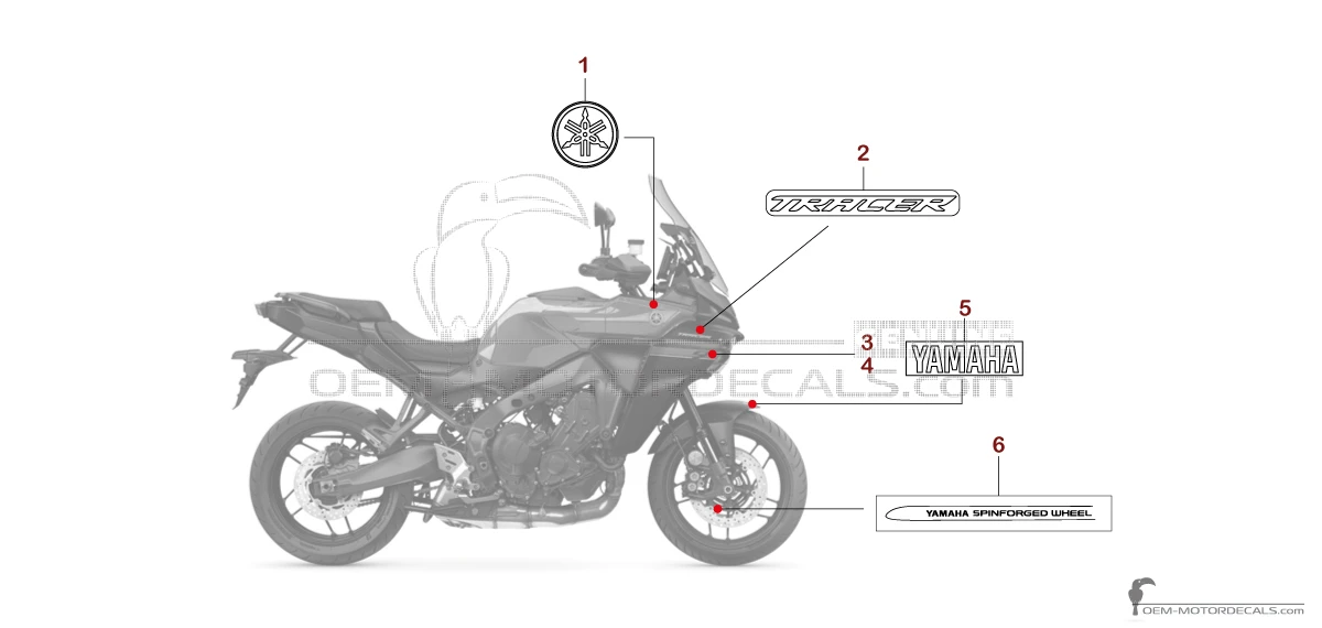 Decals for Yamaha TRACER 9 2025 - Red • Yamaha OEM Decals