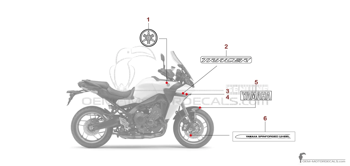Aufkleber für Yamaha TRACER 9 GT 2024 - Weiss • Yamaha OEM-Aufkleber
