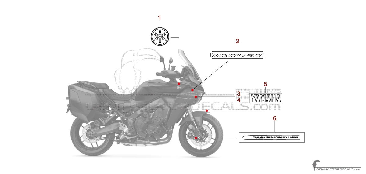 Decals for Yamaha TRACER 9 GT 2025 - Dark gray • Yamaha OEM Decals