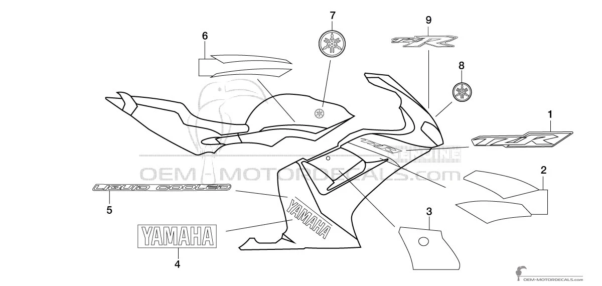 Stickers voor Yamaha TZR50 2005 - Grijs • Yamaha OEM Stickers