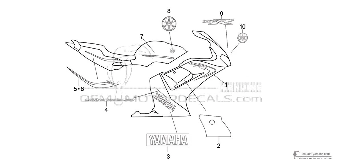 Adesivi per Yamaha TZR50 2007 - Nero • Yamaha Adesivi OEM