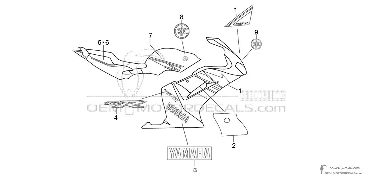 Naklejki do Yamaha TZR50 2008 - Niebieski • Yamaha Naklejki OEM