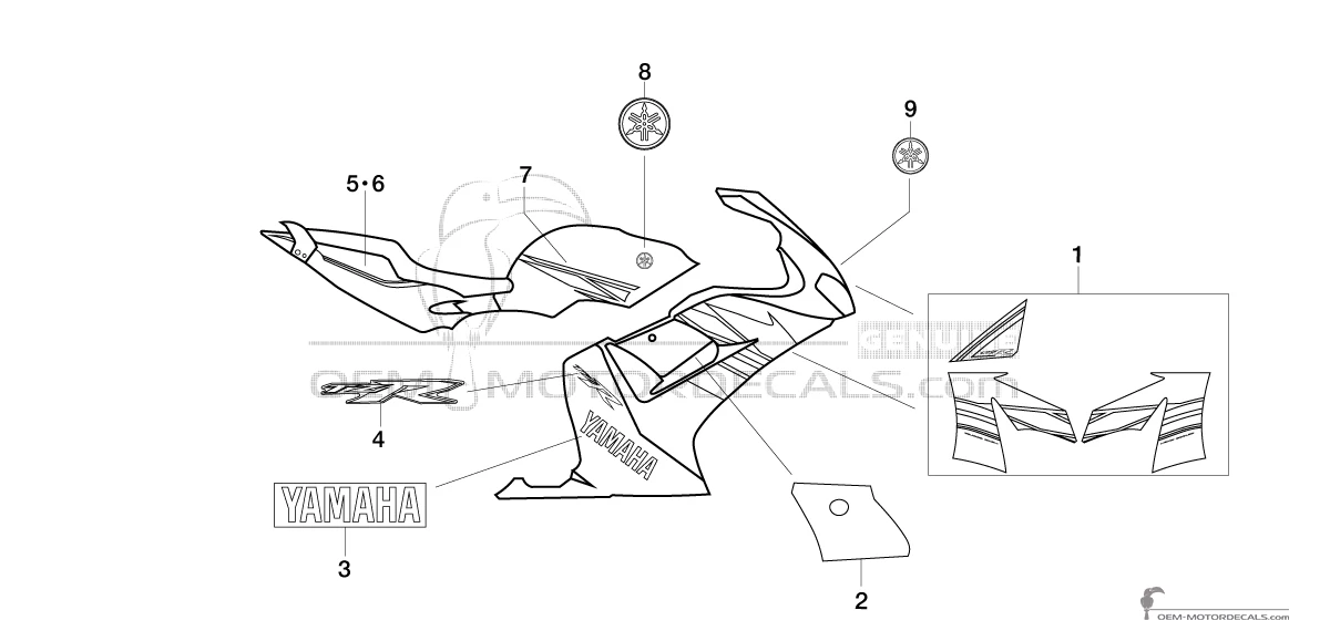 Adesivi per Yamaha TZR50 2009 - Blu • Yamaha Adesivi OEM