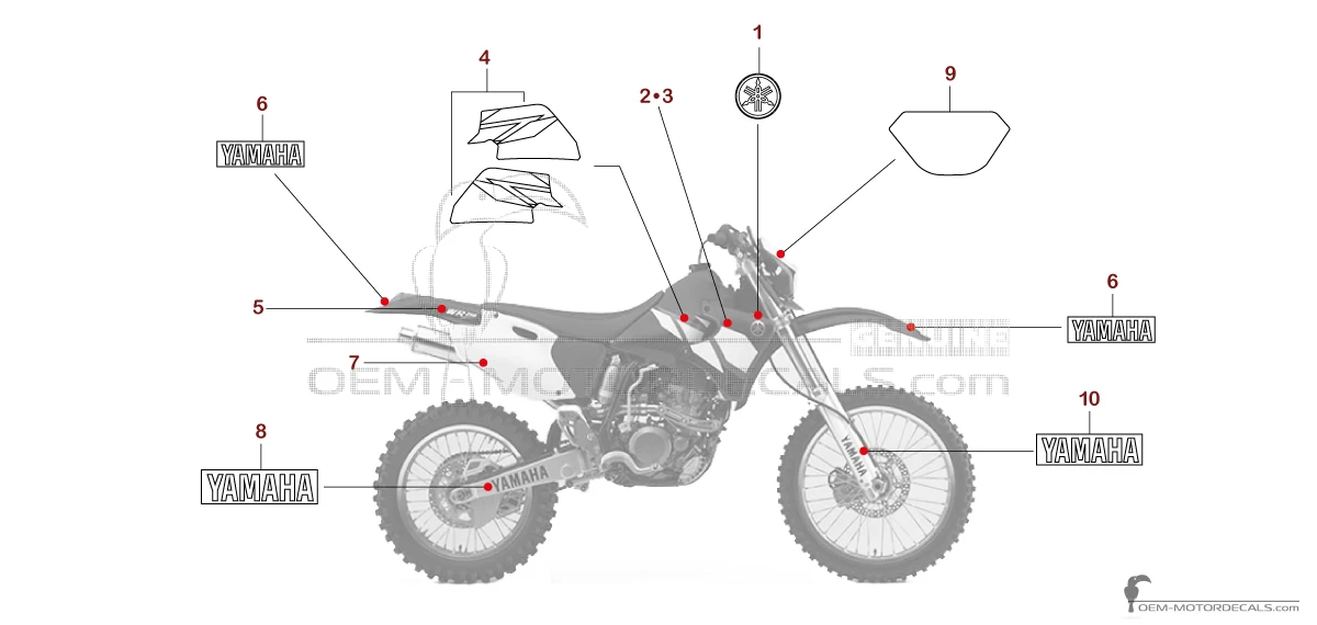 Decals for Yamaha WR250F 2002 - Blue • Yamaha OEM Decals