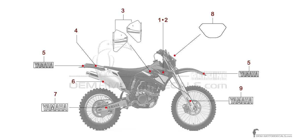 Autocollants pour Yamaha WR250F 2003 - Bleu • Yamaha Autocollants OEM