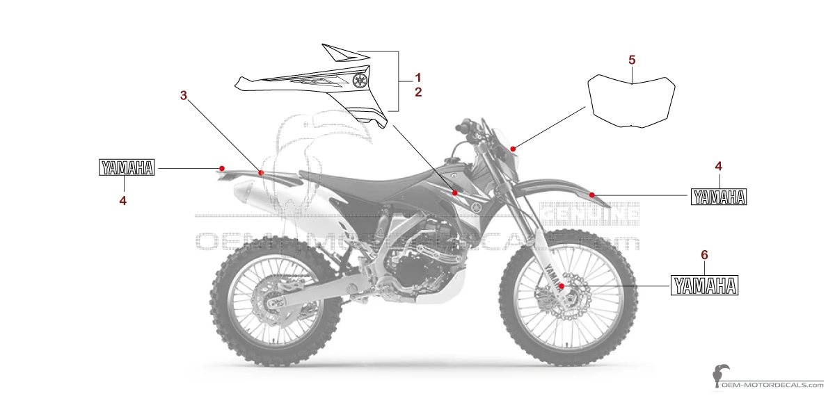 Adesivi per Yamaha WR250F 2008 - Blu • Yamaha Adesivi OEM