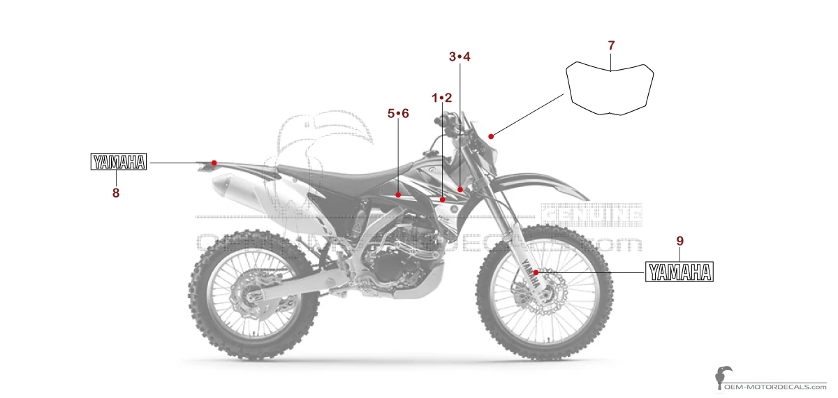Pegatinas para Yamaha WR250F 2011 - Azul • Yamaha Pegatinas OEM