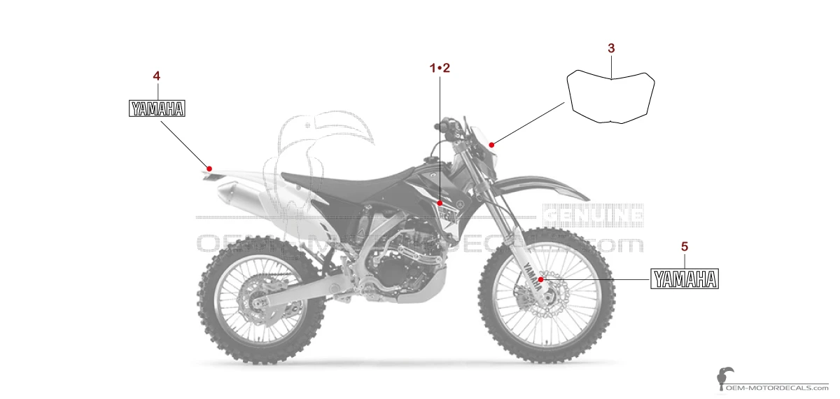 Stickers voor Yamaha WR250F 2014 - Blauw • Yamaha OEM Stickers