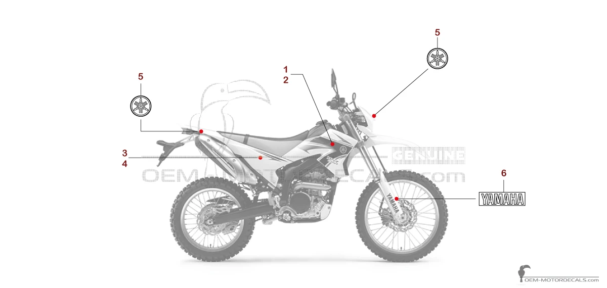 Adesivi per Yamaha WR250R 2011 - Bianco • Yamaha Adesivi OEM