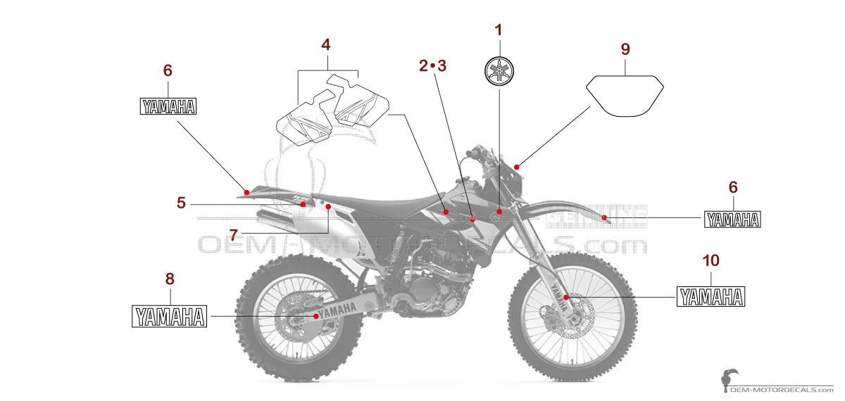 Pegatinas para Yamaha WR450F 2004 - Azul • Yamaha Pegatinas OEM