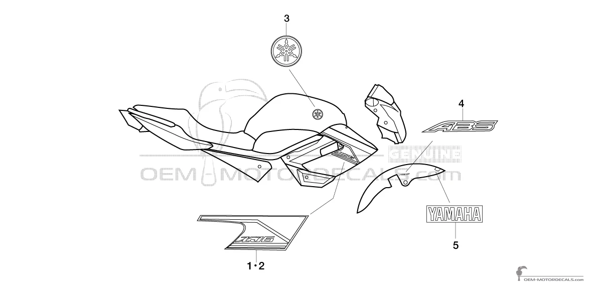 Aufkleber für Yamaha XJ6 DIVERSION 2013 - Grau • Yamaha OEM-Aufkleber