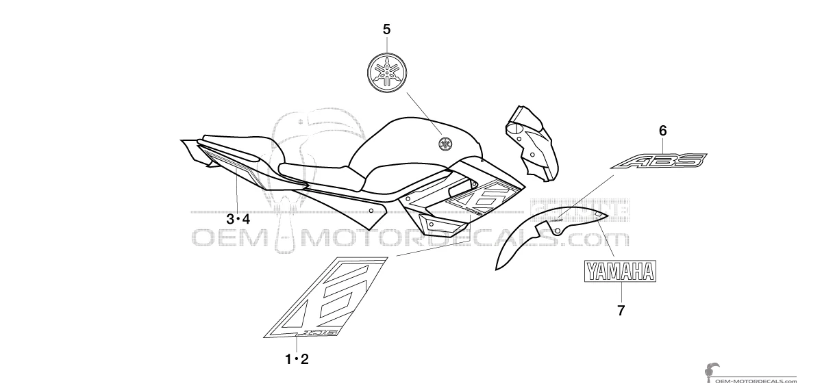 Aufkleber für Yamaha XJ6 DIVERSION 2013 - Grau • Yamaha OEM-Aufkleber