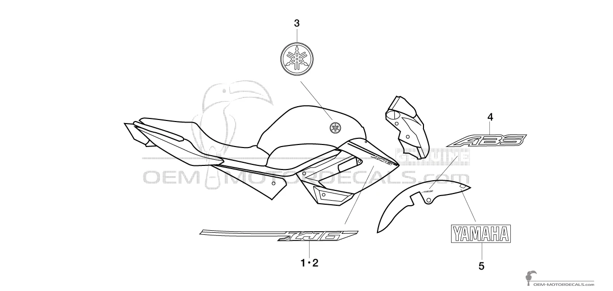Naklejki do Yamaha XJ6 DIVERSION 2016 - Czarny • Yamaha Naklejki OEM
