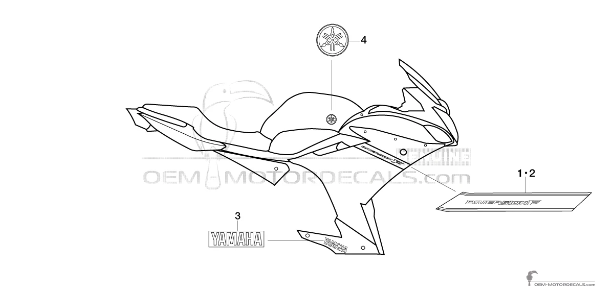 Autocollants pour Yamaha XJ6F DIVERSION 2011 - Noir • Yamaha Autocollants OEM