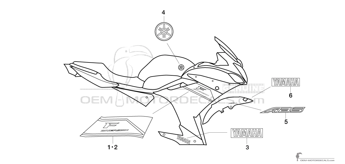 Stickers voor Yamaha XJ6F DIVERSION 2015 - Zwart • Yamaha OEM Stickers