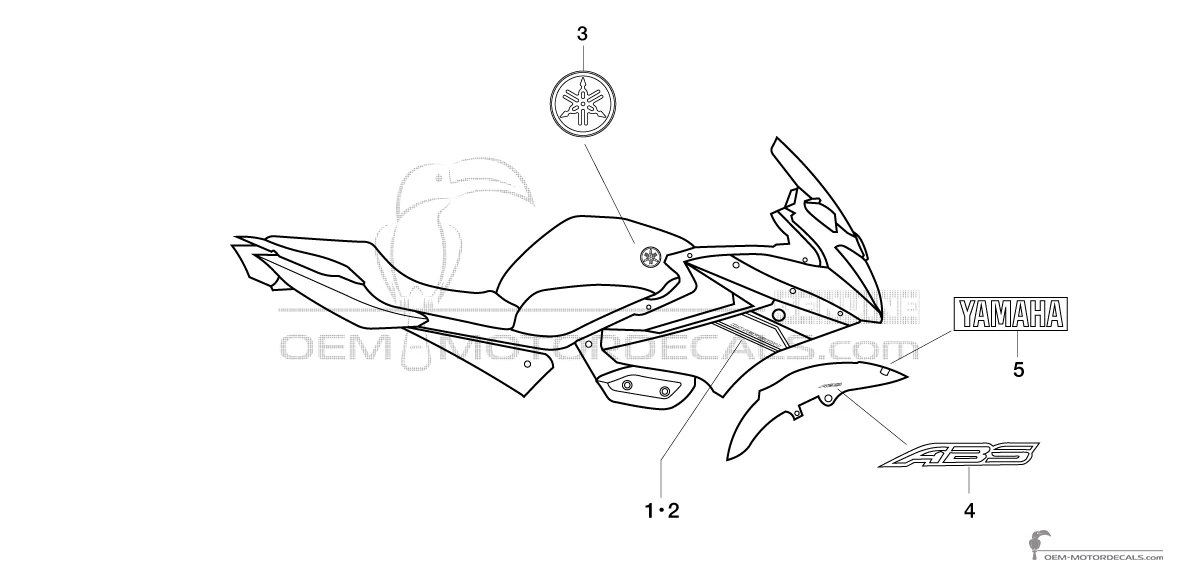 Stickers voor Yamaha XJ6S DIVERSION 2013 - Grijs • Yamaha OEM Stickers