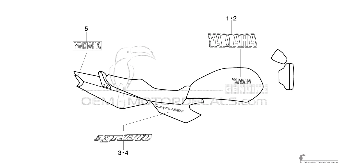 Adesivi per Yamaha XJR1300 2001 - Nero • Yamaha Adesivi OEM