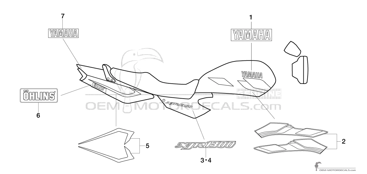 Adesivi per Yamaha XJR1300sP 2001 - Blu • Yamaha Adesivi OEM